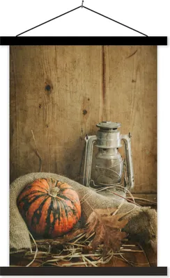 Produktbild von MuchoWow® Textilposter Stillleben - Herbst - Kürbis 60x90 cm mit schwarzem Rahmen - Poster Wohnzimmer
