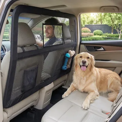 Image de Solidchoice - Grille de protection pour chien pour voiture, avec fenêtre pour nourrir