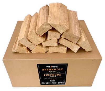 Produktbild von PINI Grillholz OHNE RINDE Buche 30 Kg Brennholz 30-33 cm für Pizzaofen Grill Smoker Kamin Feuerschale
