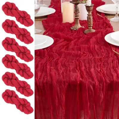 Immagine prodotto di Tovaglioli di stoffa in garza, 6 pezzi, 90 x 300 cm, colore rosso