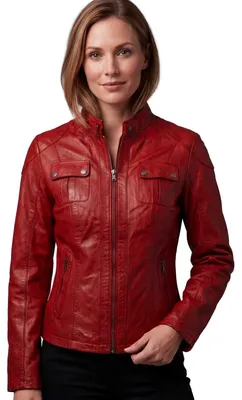 Produktbild von 7eleven - Damen Lederjacke Lammnappa rot : 36