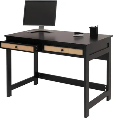 Zdjęcie produktu dla Biurko HWC-O36, biurko na laptopa biurko do pracy, szuflada 78x110x60cm drewno ~ czarny