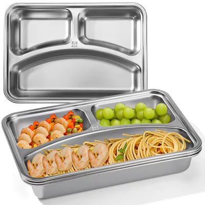 Image de Assiettes plates compartimentées – Ensemble de séparation réutilisable pour enfants et adultes