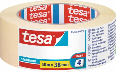 Zdjęcie produktu dla TESA Standard, Taśma maskująca malarska, Papier, Biały, Uniwersalne, 2 dni, 50 m