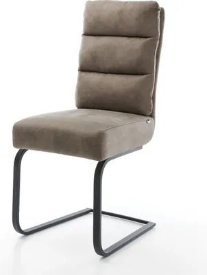 Produktbild von DELIFE Freischwinger Pela-Flex Mikrofaser Taupe Vintage Freischwinger flach Schwarz Taschenfederkern