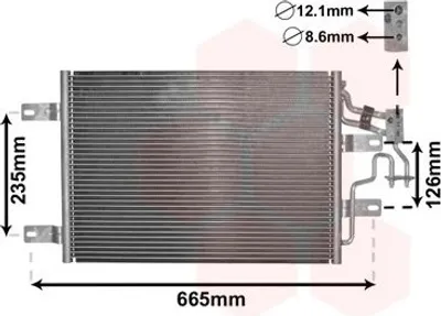 Produktbild von Van Wezel Klimakondensator ohne Trockner für Opel Meriva 1,3 1,6 1,7 CDTI + Turbo