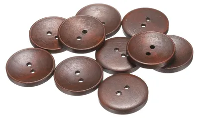 Holzknöpfe 28 mm, 10 Stück, mittelbraun, 2 Löcher