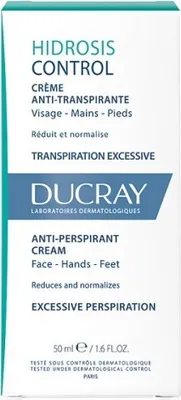 Produktbild von Ducray, Antitranspirant-Creme, Hydrosis Control, 50 ml, ohne Duft, langanhaltend, für empfindliche Haut.
