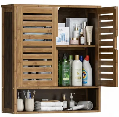 Image de Toilettes suspendues pour salle de bain, avec 2 portes et étagères réglables