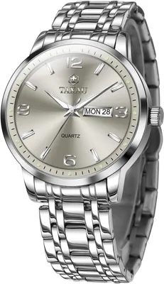 Produktbild von Herren Armbanduhr Edelstahl Analog Quarz, Business Uhr mit Datum und Wochentag, Leuchtzeiger, 30M Wasserdicht, Elegante Herrenuhr