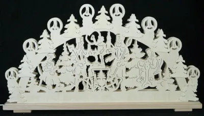 Produktbild von Schwibbogen mit Bergmännern und Beleuchtung BxHxT 70x37x7cm NEU
