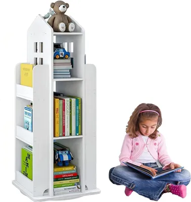 Produktbild von 360° drehbarer Bücherregal - Kinderbuchregal - Freistehendes Regal - 41 x 41 x 95 cm