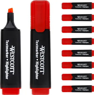 Produktbild von Textmarker Highlighter leuchtend Rot 10 Stück Tinte auf Wasserbasis Keilspitze Strichstärke 2-5 mm