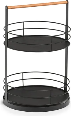 Produktbild von ZELLER PRESENT Serviertablett Metall/Holz Ø28,5x43cm schwarz