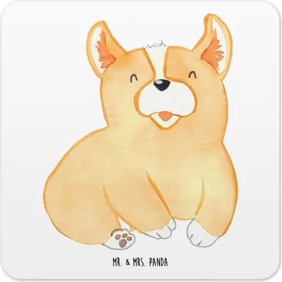 Produktbild von Mr. & Mrs. Panda Untersetzer für Gläser Corgie 15er Set - Weiß - Geschenk, Sprüche, Eckig, Bellen, Tassenuntersetzer, Getränke-Untersetzer, Coaster, Hund, Süß, Corgi