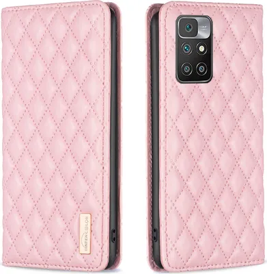 Produktbild von Redmi 10 Hülle, Elegant Bookstyle Flip Leder Kartenfächer Schutzhülle mit Ständer für Xiaomi Redmi 10 Pink
