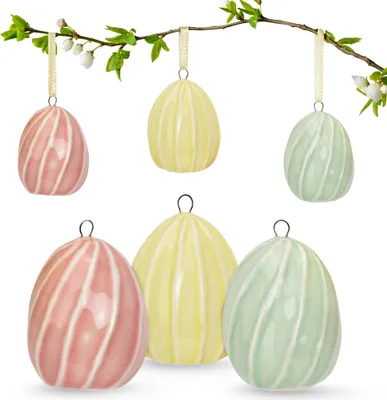 Produktbild von Kleine Porzellan Ostereier 6er Set Geriffelt, in 3x4 cm