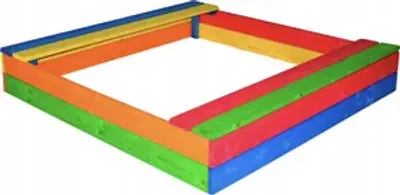 Produktbild von Sandkasten aus Holz mit Sitzbänken120x120cm Sandbox Sandkiste Sitzecken