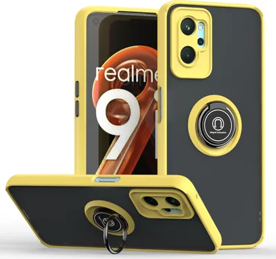 Produktbild von OPPO A36 Hülle, Ring Halter Ständer Matte Transluzent TPU Rahmen Stoßfest Schutzhülle für OPPO A36 Gelb