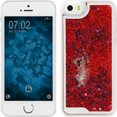 Produktbild von PhoneNatic Case kompatibel mit Apple iPhone 5 / 5s / SE - Hülle rot Stardust Hard-case + 2 Schutzfolien
