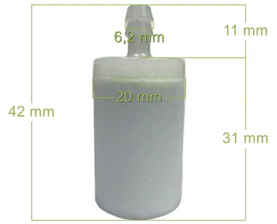 Productafbeelding van 6,2 mm x 42 mm x 20 mm universeel brandstoffilter, benzinefilter voor grasmaaiers