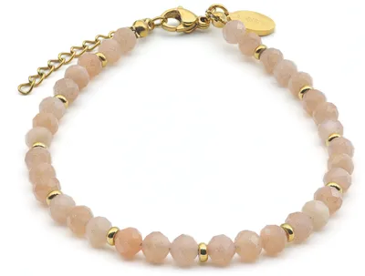 Produktbild von LAVISA Granat Edelstein Armband - 4mm Perlen - Echte Naturstein Perlen | Kristallperlen, Heilsteine | Onesize mit Verlängerung (Mondstein)