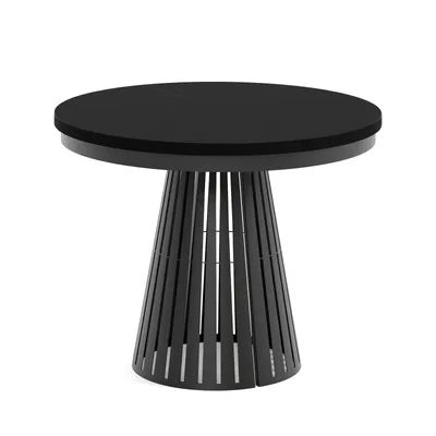 Image de Table à manger ronde et extensible CAVO avec piètement en anneau, style loft, scandinave, diamètre : 100/176 cm, couleur : noir/noir