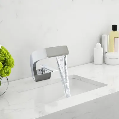 Produktbild von Badezimmerarmatur, Wasserfall, Waschtischarmatur, moderne Kupferarmatur, Küchenarmatur, Spülenarmatur, Silber