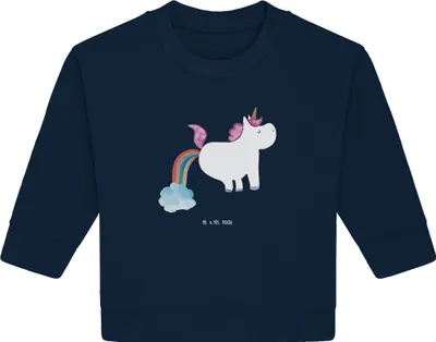 Produktbild von Mr. & Mrs. Panda Organic Baby Pullover Einhorn Pupsen 12. - 18. Monat - French Navy - Geschenk, Regenbogen, Spaß, Pups, Unicorn, Bullover, Lustig