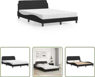 Produktbild von The Living Store Bett mit Matratze Schwarz 140x190 cm Kunstleder
