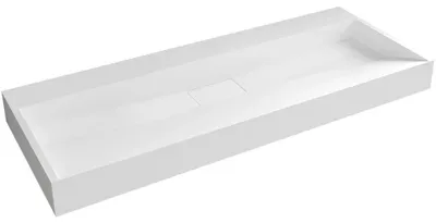 Productafbeelding van Wasbak van gietmarmer, model Vita - geschikt voor wandmontage of plaatsing op een blad - wit, mat - 120x46 cm