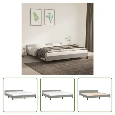 Produktbild von The Living Store Bettgestell mit Kopfteil Hellgrau 180x200 cm Samt