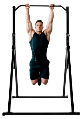 Produktbild von Freistehende Klimmzugstange Power Tower Dip Station Faltbar, Verstellbare Pull Up Bar 175-230 cm, Multifunktionales Trainingsgerät für das Home Gym