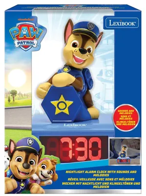 Image de Réveil enfant Pat’ Patrouille veilleuse 3D numérique à piles bleu