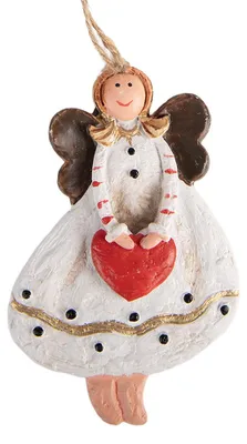 Imagen del producto de Adorno navideño de Clayre & Eef, forma de ángel, 4 x 1 x 7 cm, color blanco, material: plástico