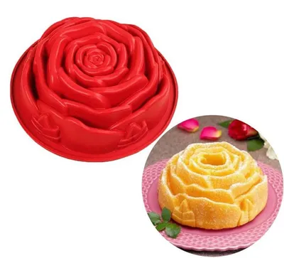 Produktbild von Silikon Backform Rosenform Kuchenform Blume Motiv Brotform -40°C bis 231°C