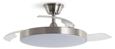 Produktbild von Deckenventilator mit Licht Lautlos DC einziehbare Flügel Tori Transparent Fernbedienung Mittel (zwischen 10-20 m²) 105 cm Nickel