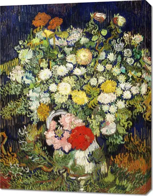 Produktbild von Bild 70x90cm Blumenstrauß in einer Vase, Van Gogh Vintage