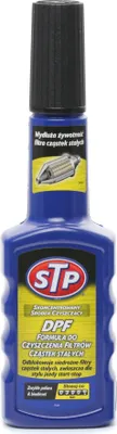 A bottle of STP DPF cleaner against a white background.