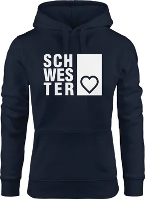 Produktbild von Hoodie Damen Schwesterherz Geschenk Schwester Kapuzenpullover Hoody Moonworks® navy M