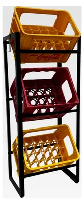 Produktbild von Getränkekistenregal mit 3 Ablagen, ca. 57x115x32 cm (LxHxB), 120 kg Traglast, schwarz