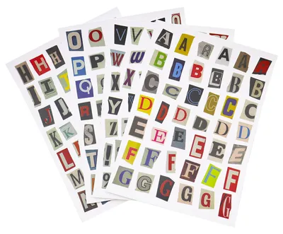 Buchstabenaufkleber 187 Stück, 4 Bögen, Vinyl, DIY, Scrapbooking