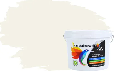 Produktbild von RyFo Colors Bunte Wandfarbe Manufakturweiß Zartcreme 3l  - weitere Weiß Farbtöne und Größen erhältlich, Deckkraft Klasse 1, Nassabrieb Klasse 1