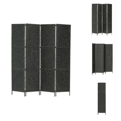Image de vidaXL Paravent 4 panneaux Noir 154×160 cm Jacinthe d'eau - Séparateur de pièce