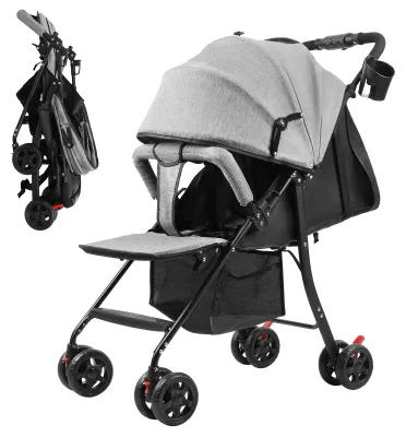 Produktbild von Reisebuggy, einhändig faltbarer Kinderwagen mit verstellbarer Rückenlehne, Verdeck und Aufbewahrungskorb für Kleinkinder von 0-2 Jahren bis 10 kg