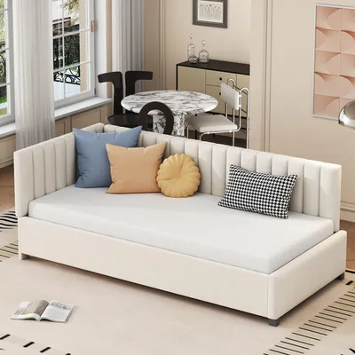 Produktbild von Odikalo Polsterbett Schlafsofa 90*200 Multifunktionsbett mit/ohne 2 Stauraumschubladen Beige