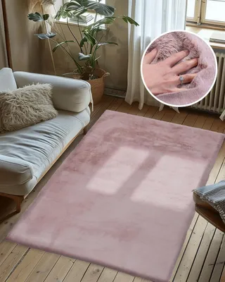 Produktbild von Qiyano Teppich für Wohnzimmer Hochflor super weich Fellimitat kuschelig rosa, 180 x 280 cm