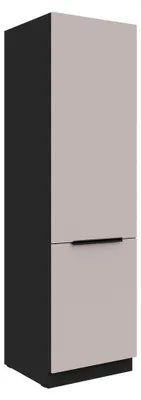 Produktbild von Küchen Hochschrank 60 cm ARONA Kaschmir beige + Schwarz matt Küchenzeile Küchenblock Küche