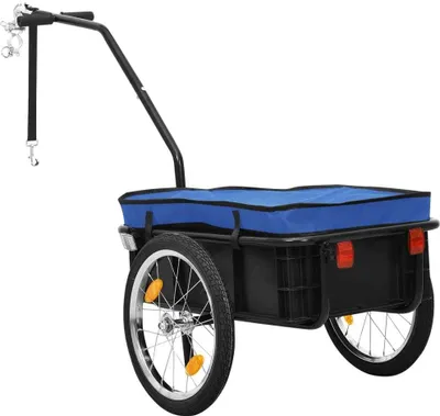 Image de vidaXL Remorque à vélo et chariot à main 155x60x83 cm Acier bleu