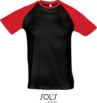 Immagine prodotto di SOLs 11190 | Maglietta Raglan Funky 150 Uomo - Colore: Nero/Rosso - Taglia: 3XL
